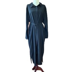 Athleta Black Long Sleeve Belted Shirt Dress